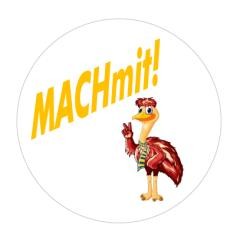 Emu, das Elztalmuseums-Maskottchen mit dem Text: Mach mit!